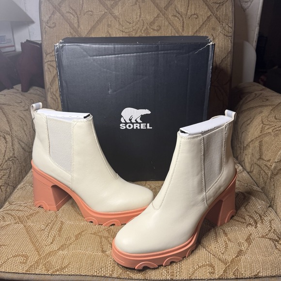 Sorel Shoes - Sorel Brex Chelsea Boots Womens 10 Block Heel Waterproof Neutral Leather New